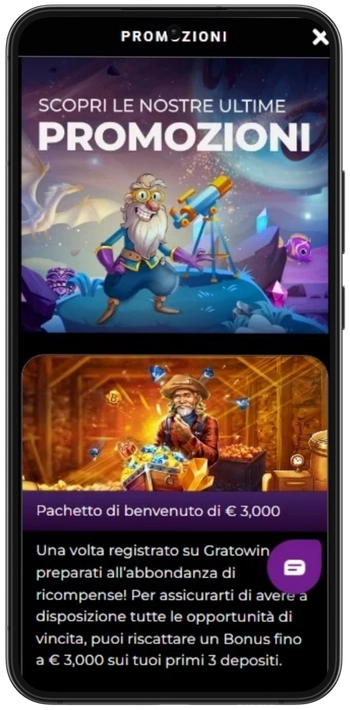 Pagina bonus del casinò GratoWin