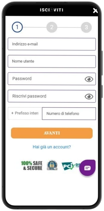 Modulo di registrazione GratoWin casinò