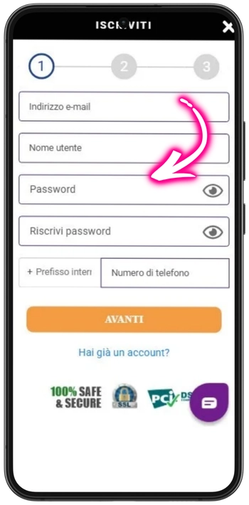 Inserimento dati personali registrazione GratoWin